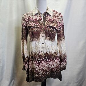 Art and Soul Burgundy Abstract Western Style Popover Top Size Small
